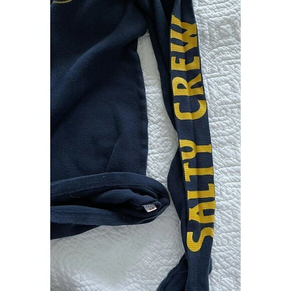 Salty Crew Men's Sz M Blue Thermal Sailor Fisherman Shirt Yellow Logo - Picture 6 of 6